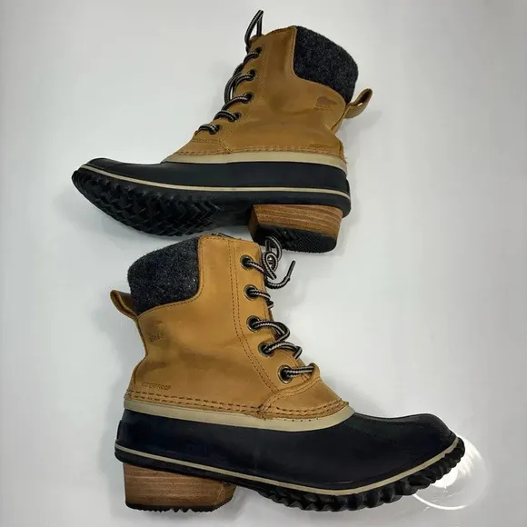 Sorel Slimpack II Tan Leather Rubber Lace Up Waterproof Winter Boots Size 7