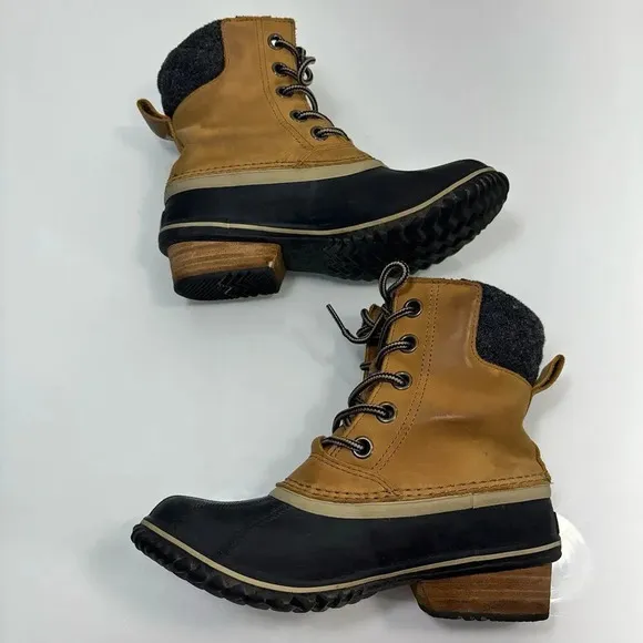 Sorel Slimpack II Tan Leather Rubber Lace Up Waterproof Winter Boots Size 7
