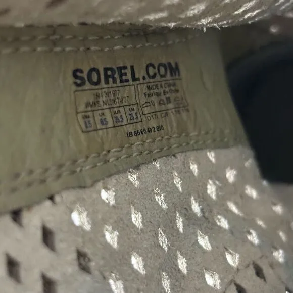 Sorel Taupe Leather Perforated Mid Calf Boots Women's Size 8.5