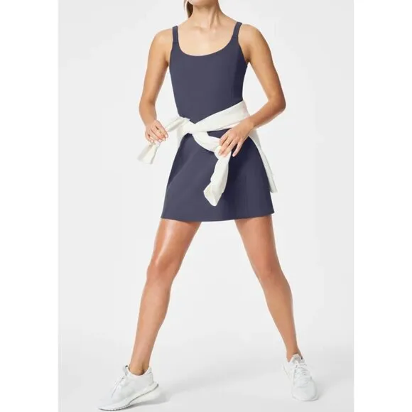 Spanx Get Moving Easy Access Ribbed Straight Dress Dark Storm Stretchy Skort 2X