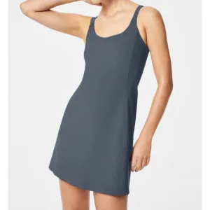 Spanx Get Moving Easy Access Ribbed Straight Dress Dark Storm Stretchy Skort 2X