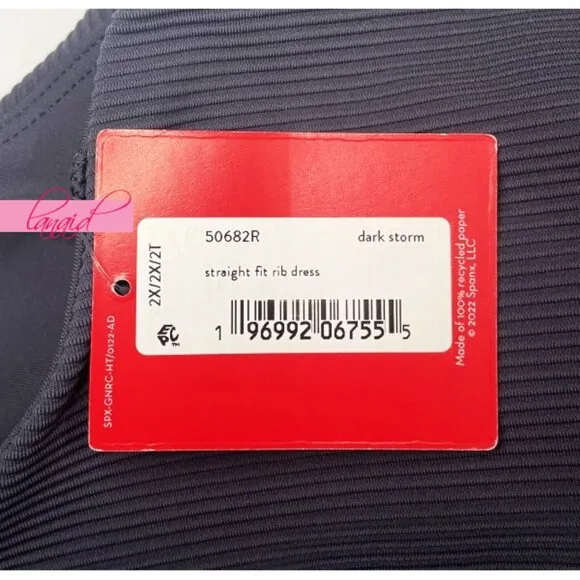 Spanx Get Moving Easy Access Ribbed Straight Dress Dark Storm Stretchy Skort 2X
