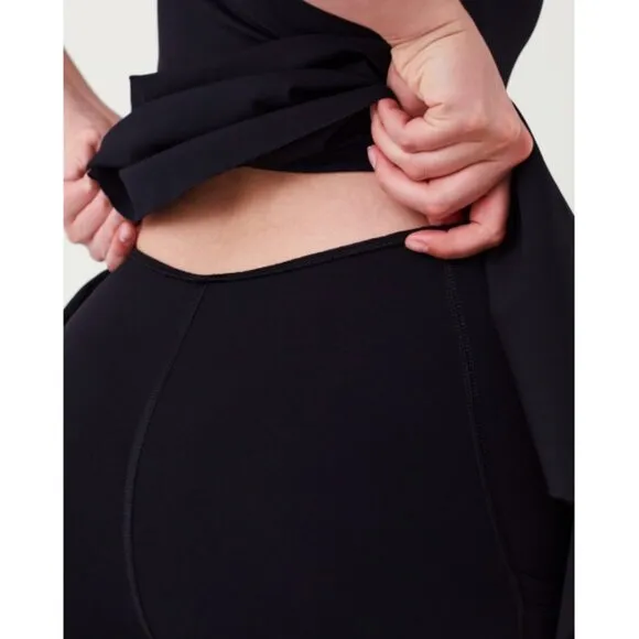 Spanx Get Moving Easy Access Square Neck Dress Black Skort Skater Fit And Flare