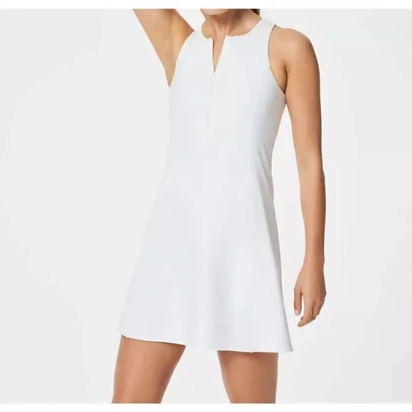 Spanx the get moving zip front easy access dress for women - size Small White