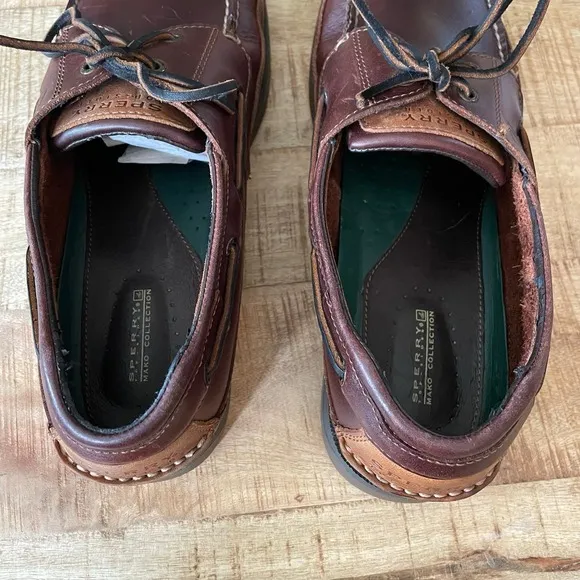 Sperry Leather Boat Shoes Top-Sider Brown Lace Up Loafer Shoes Mens 13M