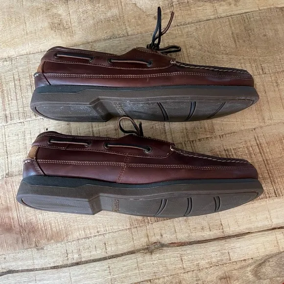 Sperry Leather Boat Shoes Top-Sider Brown Lace Up Loafer Shoes Mens 13M