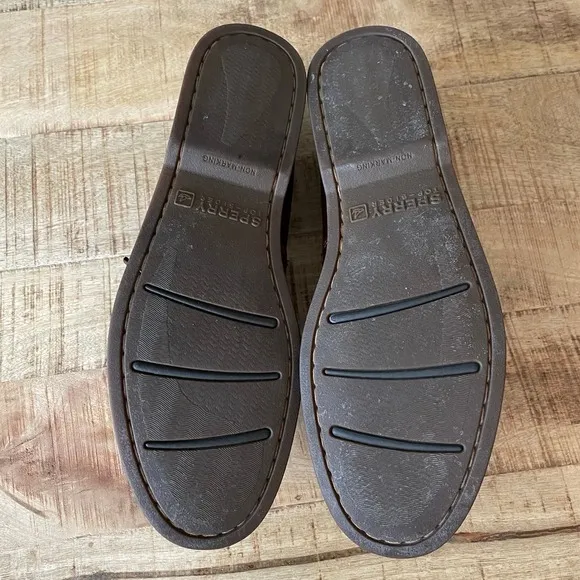 Sperry Leather Boat Shoes Top-Sider Brown Lace Up Loafer Shoes Mens 13M