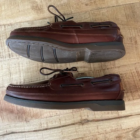 Sperry Leather Boat Shoes Top-Sider Brown Lace Up Loafer Shoes Mens 13M