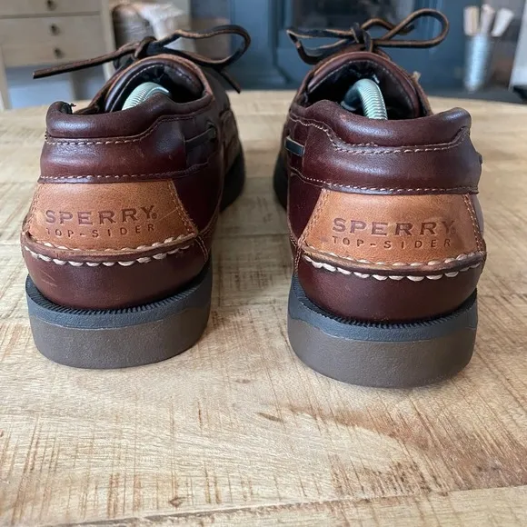 Sperry Leather Boat Shoes Top-Sider Brown Lace Up Loafer Shoes Mens 13M
