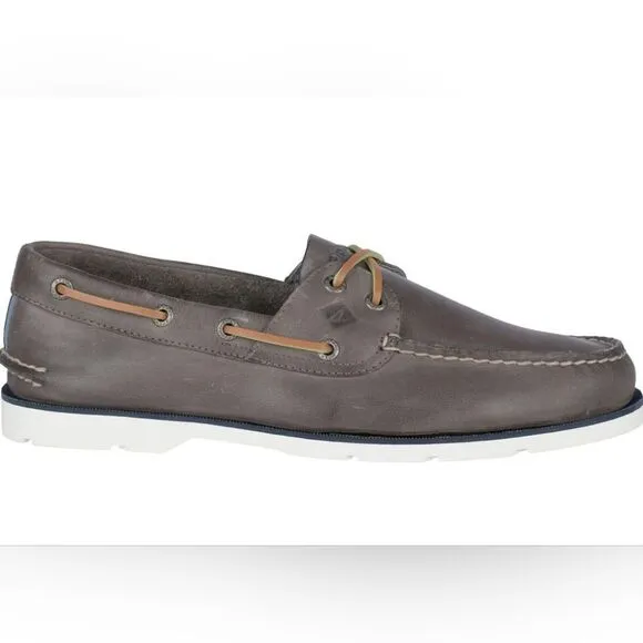 Sperry Men's Leeward Nautical Cross Lace Boat Shoe Size 8 in Grey NWT in packagi