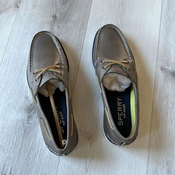 Sperry Men's Leeward Nautical Cross Lace Boat Shoe Size 8 in Grey NWT in packagi