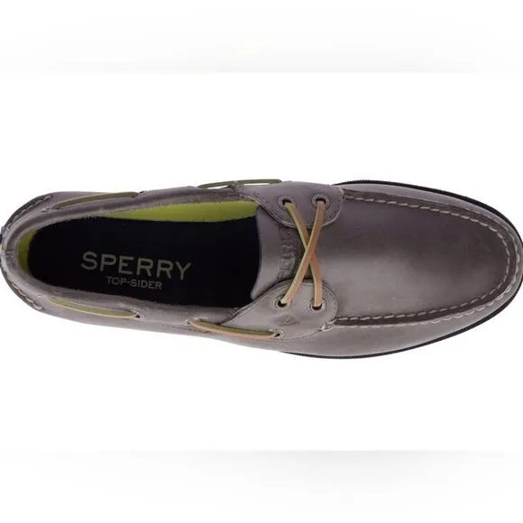 Sperry Men's Leeward Nautical Cross Lace Boat Shoe Size 8 in Grey NWT in packagi