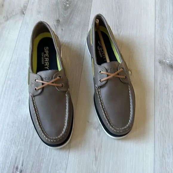 Sperry Men's Leeward Nautical Cross Lace Boat Shoe Size 8 in Grey NWT in packagi