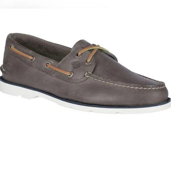 Sperry Men's Leeward Nautical Cross Lace Boat Shoe Size 8 in Grey NWT in packagi