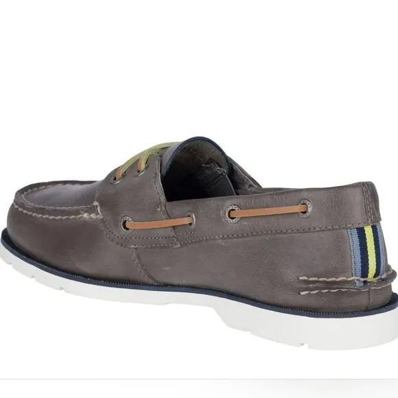 Sperry Men's Leeward Nautical Cross Lace Boat Shoe Size 8 in Grey NWT in packagi
