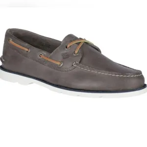 Sperry Men's Leeward Nautical Cross Lace Boat Shoe Size 8 in Grey NWT in packagi