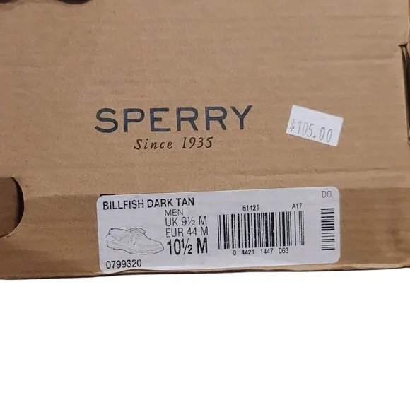 Sperry Top-Sider Billfish Leather Boat Shoes Dark Tan Size 10.5M Box Included