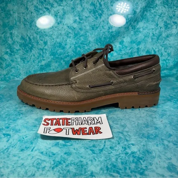 Sperry Top Sider Men’s Green Low Top Casual Leather Chunky Boat Shoes Size 11