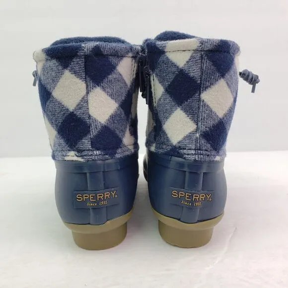 Sperry Top Sider Saltwater Toddler Size 13 Blue Plaid Wool Waterproof Duck Boots