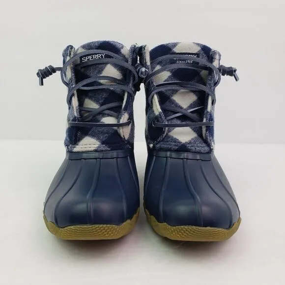 Sperry Top Sider Saltwater Toddler Size 13 Blue Plaid Wool Waterproof Duck Boots