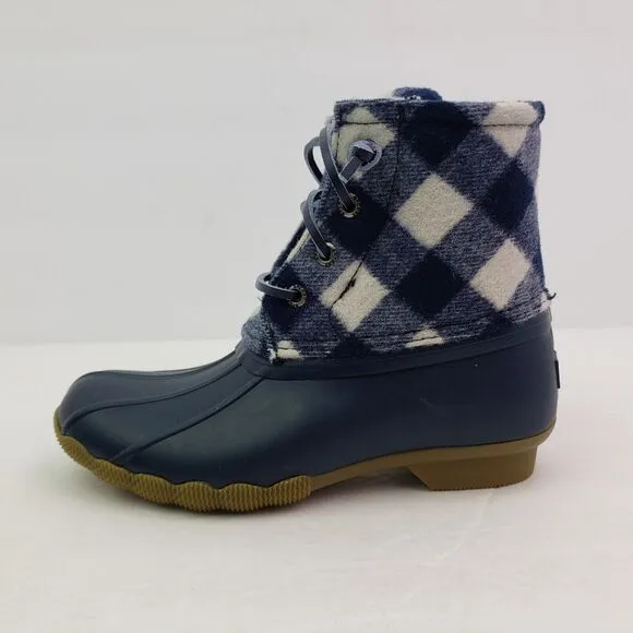 Sperry Top Sider Saltwater Toddler Size 13 Blue Plaid Wool Waterproof Duck Boots