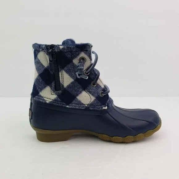 Sperry Top Sider Saltwater Toddler Size 13 Blue Plaid Wool Waterproof Duck Boots