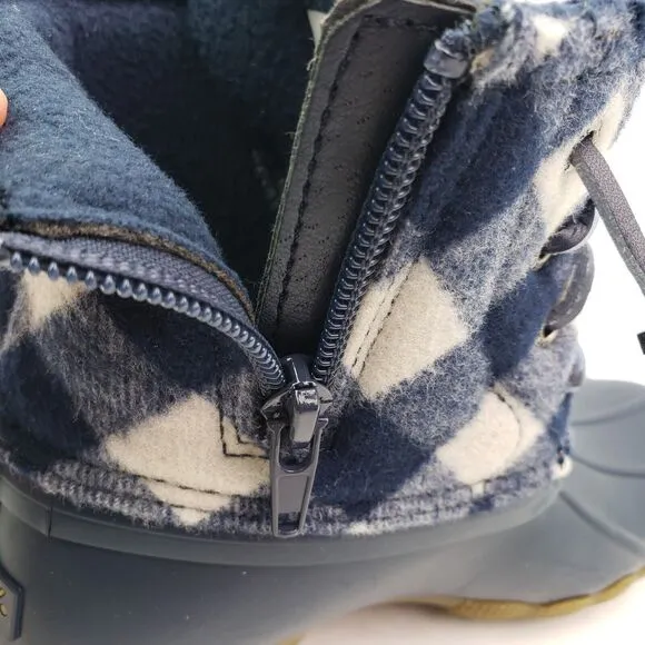 Sperry Top Sider Saltwater Toddler Size 13 Blue Plaid Wool Waterproof Duck Boots