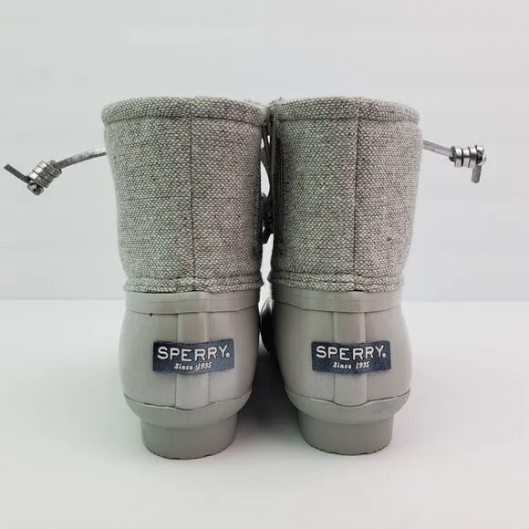 Sperry Top Sider Saltwater Youth Girls Size 3Y Silver Waterproof Duck Boots