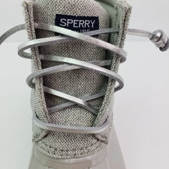 Sperry Top Sider Saltwater Youth Girls Size 3Y Silver Waterproof Duck Boots