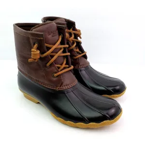 Sperry Top Sider Saltwater Youth Sz 2Y Brown Leather Waterproof Duck Boots