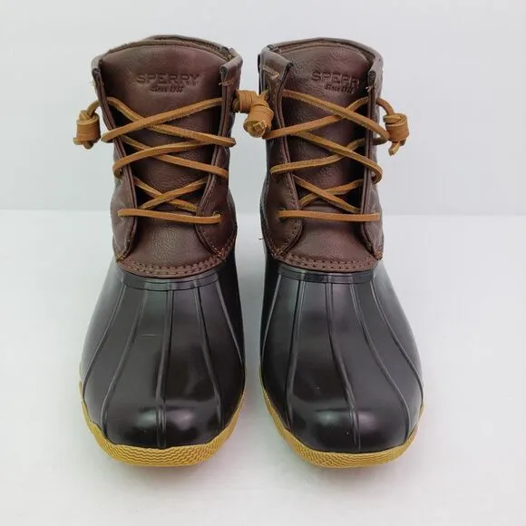 Sperry Top Sider Saltwater Youth Sz 2Y Brown Leather Waterproof Duck Boots