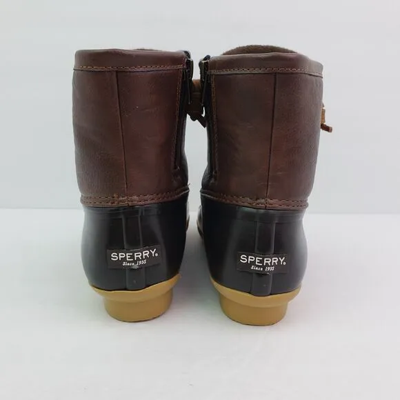 Sperry Top Sider Saltwater Youth Sz 2Y Brown Leather Waterproof Duck Boots