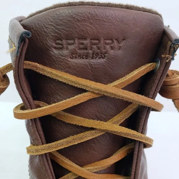 Sperry Top Sider Saltwater Youth Sz 2Y Brown Leather Waterproof Duck Boots