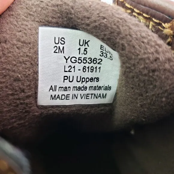 Sperry Top Sider Saltwater Youth Sz 2Y Brown Leather Waterproof Duck Boots