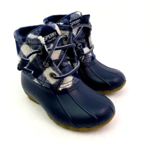 Sperry TopSider Saltwater Toddler Sz 12 Blue Plaid Wool Waterproof Duck Boots