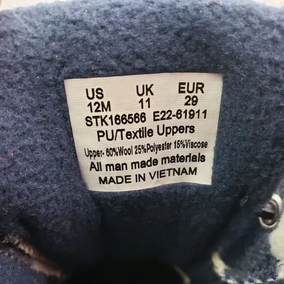 Sperry TopSider Saltwater Toddler Sz 12 Blue Plaid Wool Waterproof Duck Boots