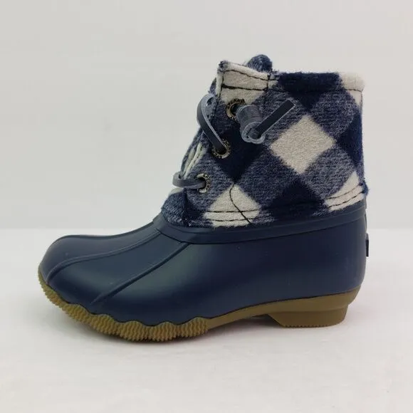 Sperry TopSider Saltwater Toddler Sz 12 Blue Plaid Wool Waterproof Duck Boots