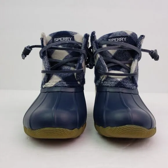 Sperry TopSider Saltwater Toddler Sz 12 Blue Plaid Wool Waterproof Duck Boots