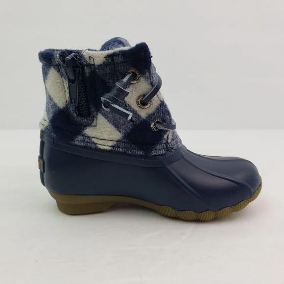Sperry TopSider Saltwater Toddler Sz 12 Blue Plaid Wool Waterproof Duck Boots