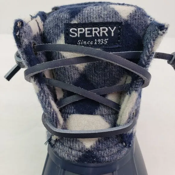 Sperry TopSider Saltwater Toddler Sz 13 Blue Plaid Wool Waterproof Duck Boots