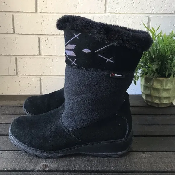 Sporto Black Suede Waterproof Winter Boots