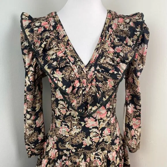 ST. ROCHE Belladonna Floral Hatfield Mini Dress Size 2 $370 Organic Cotton