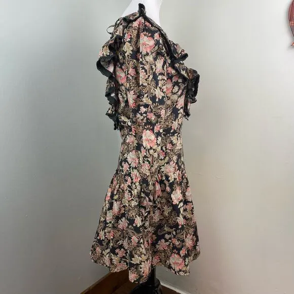 ST. ROCHE Belladonna Floral Hatfield Mini Dress Size 2 $370 Organic Cotton