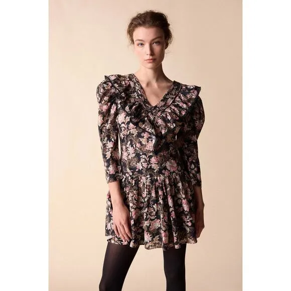 ST. ROCHE Belladonna Floral Hatfield Mini Dress Size 2 $370 Organic Cotton