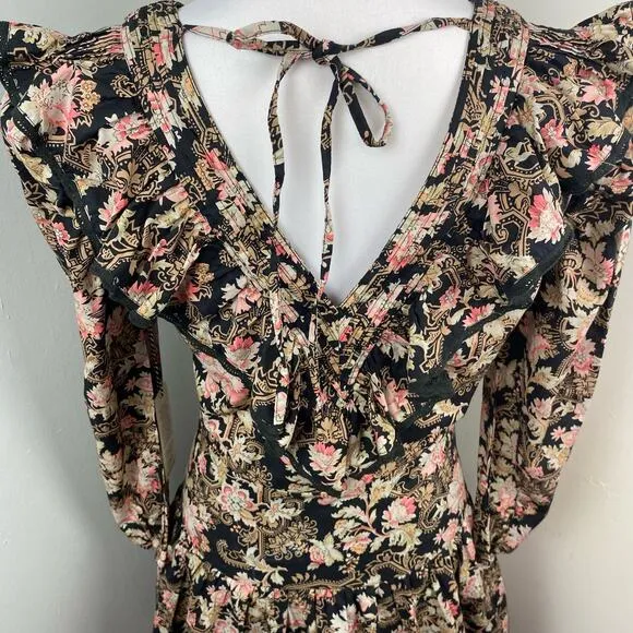 ST. ROCHE Belladonna Floral Hatfield Mini Dress Size 2 $370 Organic Cotton