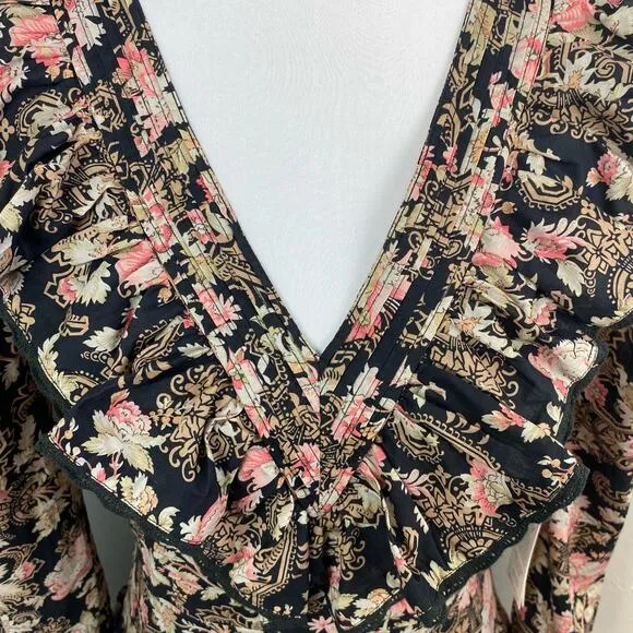 ST. ROCHE Belladonna Floral Hatfield Mini Dress Size 2 $370 Organic Cotton