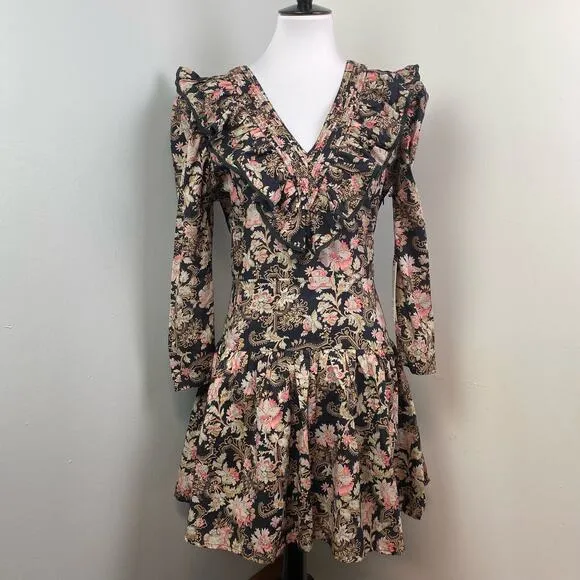 ST. ROCHE Belladonna Floral Hatfield Mini Dress Size 2 $370 Organic Cotton