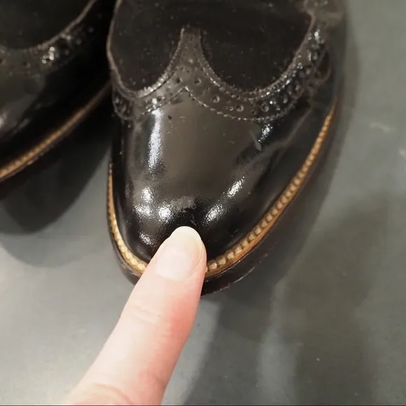 Stacy Adams sz 10D black leather suede wingtip derby shoes