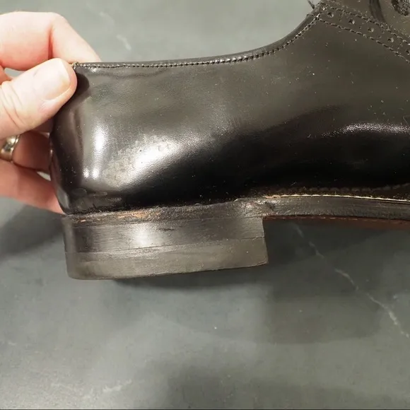 Stacy Adams sz 10D black leather suede wingtip derby shoes