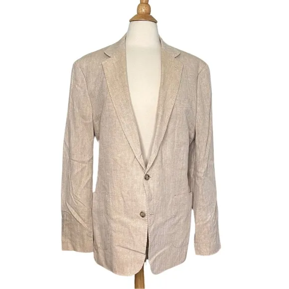 Stafford Mens Classic Fit Sport Coat Linen Blend Business Casual Summer Wedding